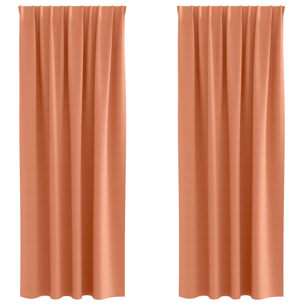 Mørklægningsgardiner med ringe 2 pcs Terrakotta 225 x 140 cm