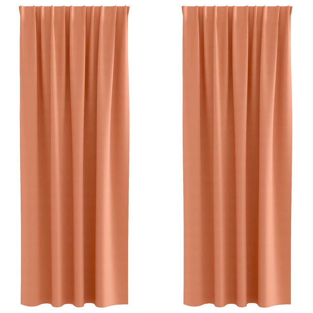 Mørklægningsgardiner med ringe 2 pcs Terrakotta 245 x 140 cm