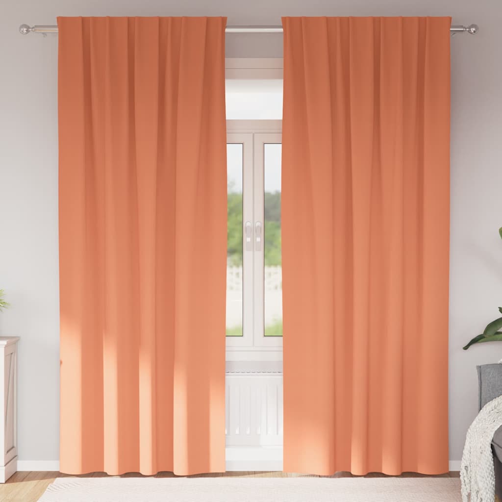 Mørklægningsgardiner med ringe 2 pcs Terrakotta 260 x 140 cm
