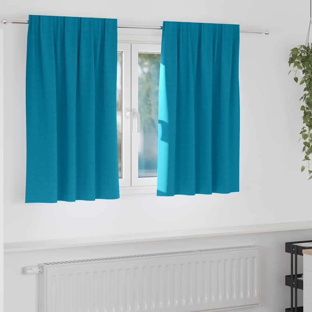 Mørklægningsgardiner med ringe 2 pcs Turkis 140 x 140 cm