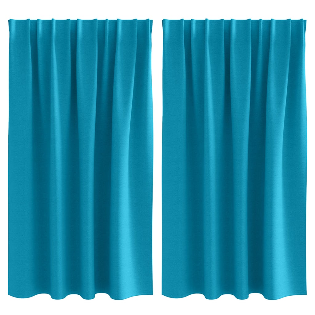 Mørklægningsgardiner med ringe 2 pcs Turkis 140 x 140 cm