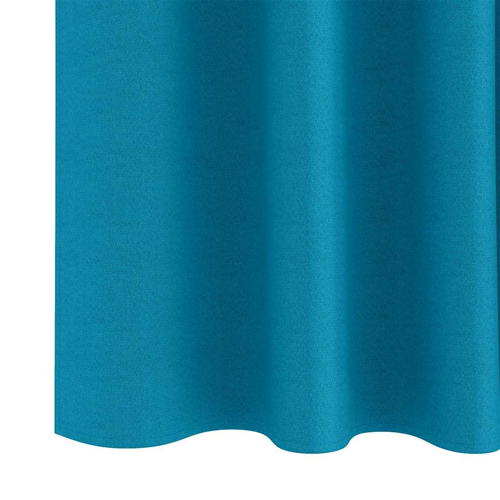 Mørklægningsgardiner med ringe 2 pcs Turkis 175 x 140 cm