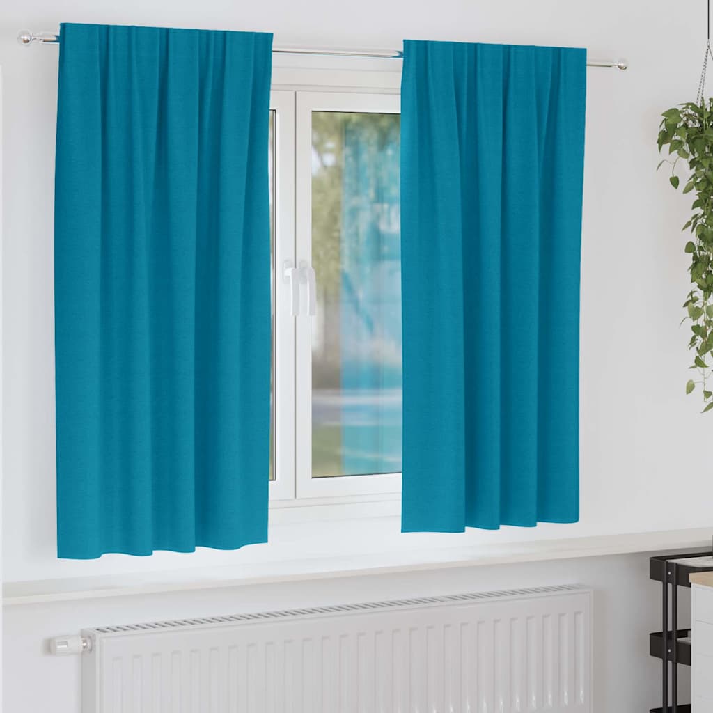 Mørklægningsgardiner med ringe 2 pcs Turkis 175 x 140 cm