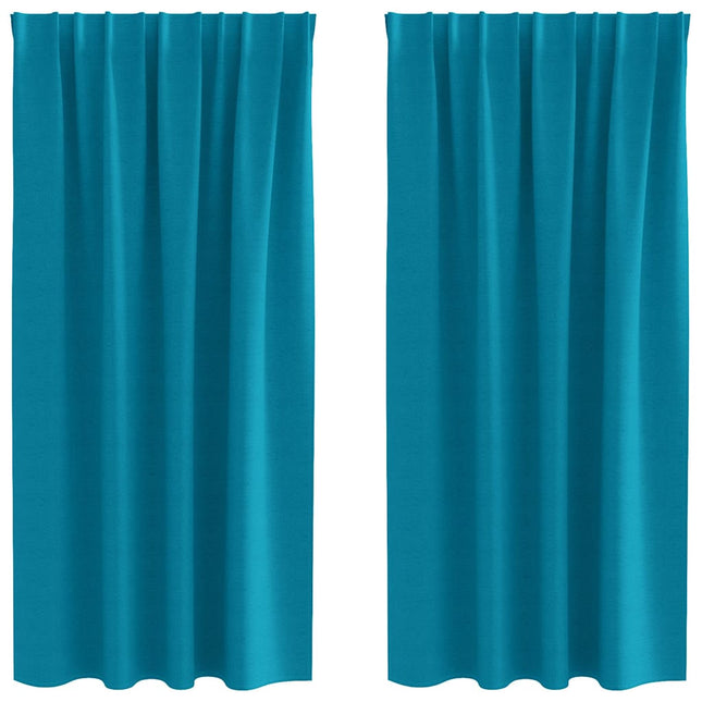 Mørklægningsgardiner med ringe 2 pcs Turkis 175 x 140 cm