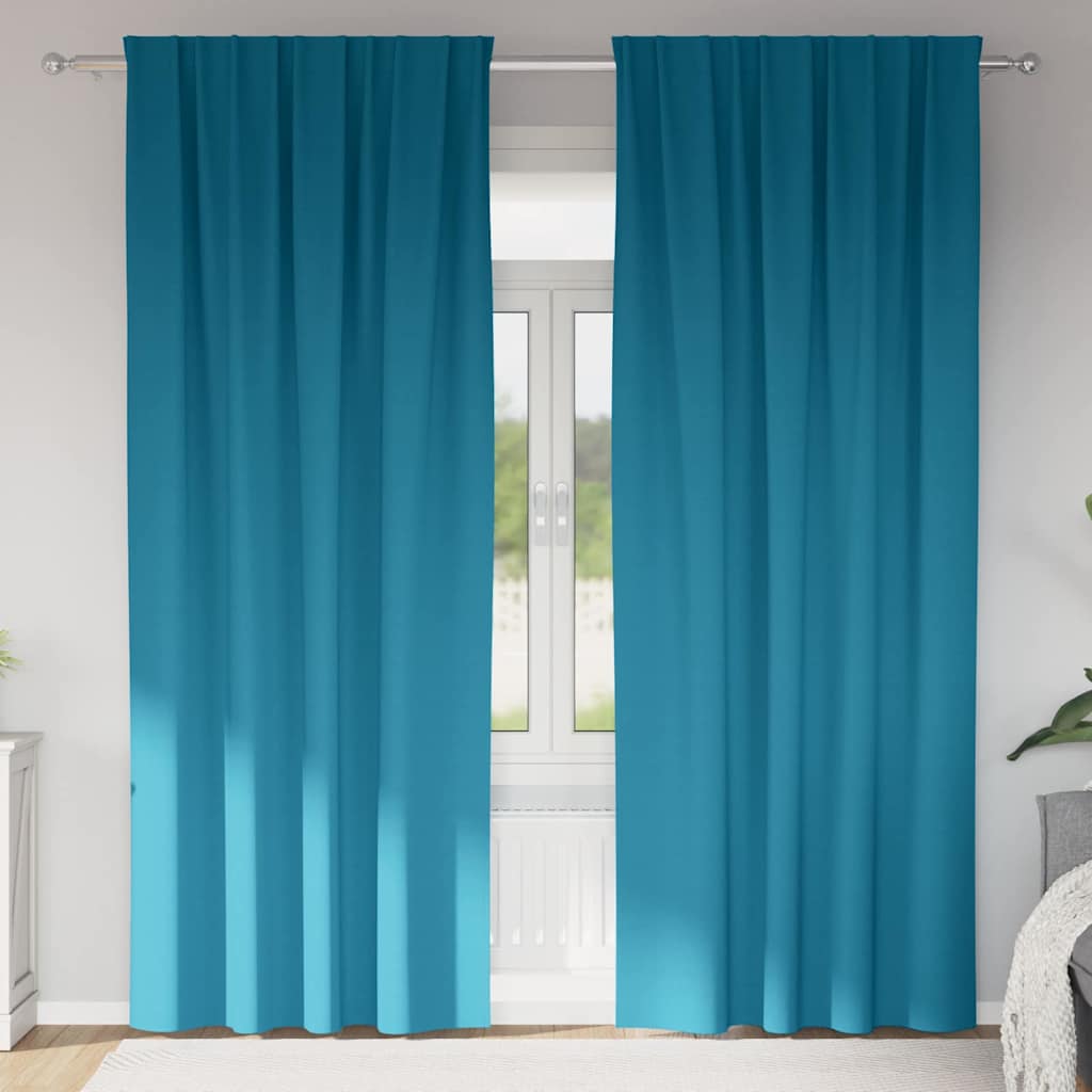 Mørklægningsgardiner med ringe 2 pcs Turkis 225 x 140 cm