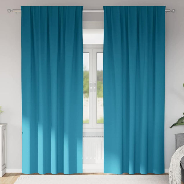 Mørklægningsgardiner med ringe 2 pcs Turkis 225 x 140 cm