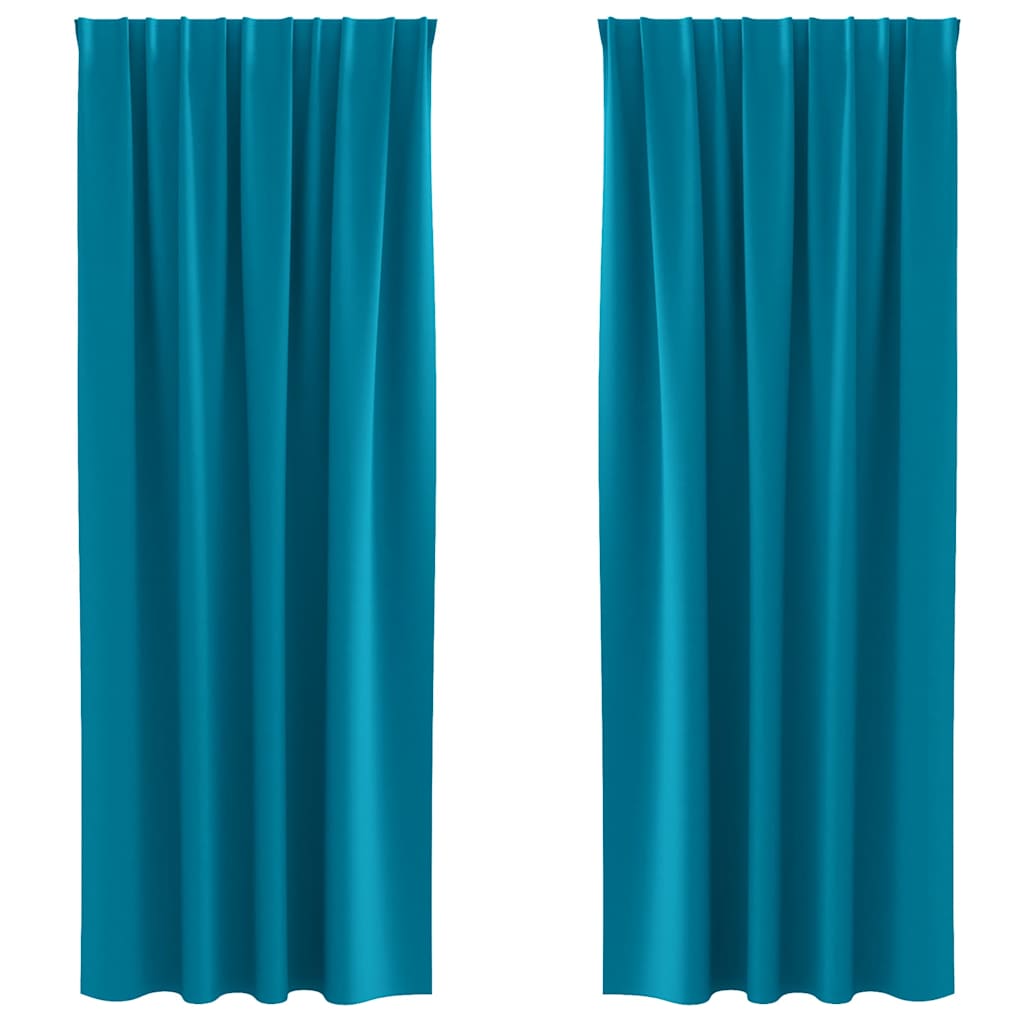 Mørklægningsgardiner med ringe 2 pcs Turkis 225 x 140 cm