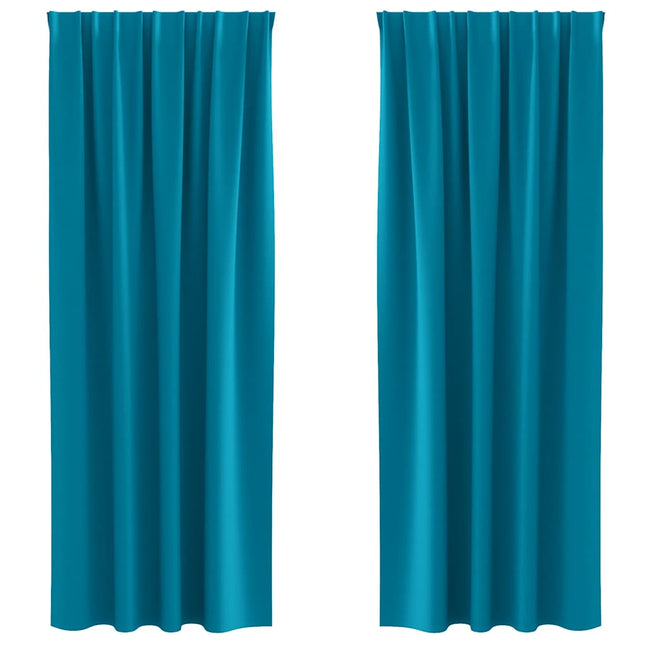Mørklægningsgardiner med ringe 2 pcs Turkis 225 x 140 cm
