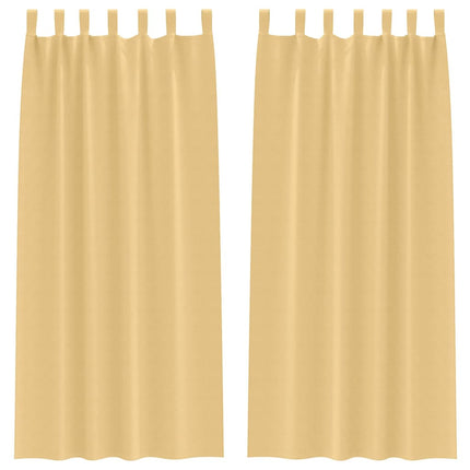 Mørklægningsgardiner med ringe 2 stk. Beige 245 x 140 cm