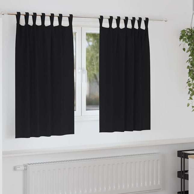 Mørklægningsgardiner med ringe 2 pcs Sort 140 x 140 cm
