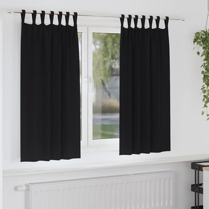 Mørklægningsgardiner med ringe 2 stk. Sort 175 x 140 cm