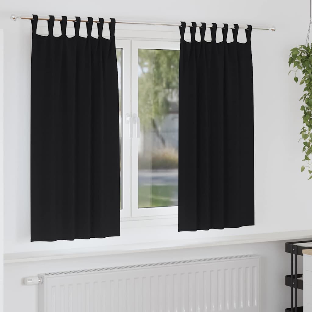 Mørklægningsgardiner med ringe 2 pcs Sort 175 x 140 cm