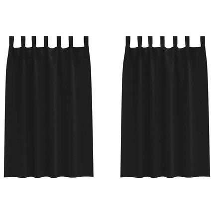 Mørklægningsgardiner med ringe 2 stk. Sort 175 x 140 cm