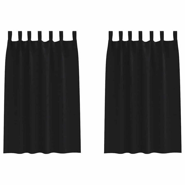 Mørklægningsgardiner med ringe 2 pcs Sort 175 x 140 cm