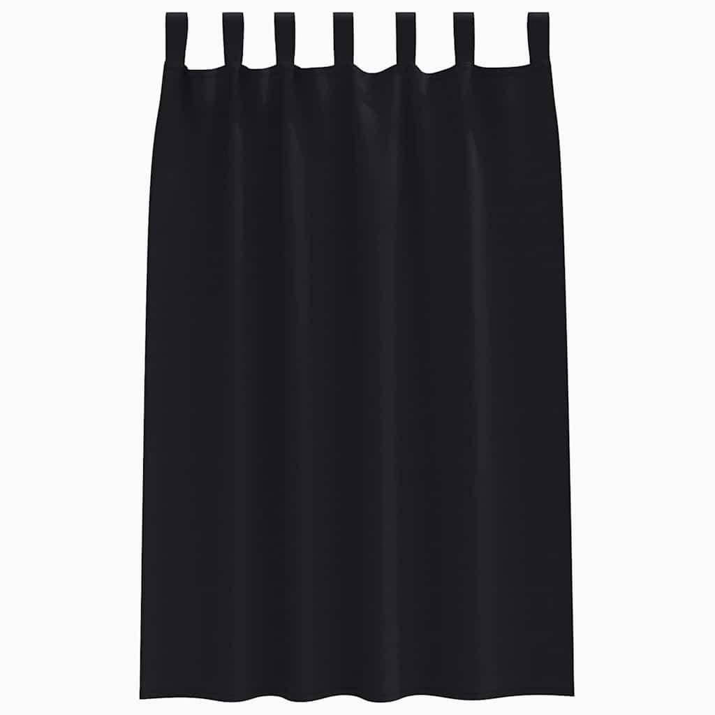 Mørklægningsgardiner med ringe 2 pcs Sort 175 x 140 cm