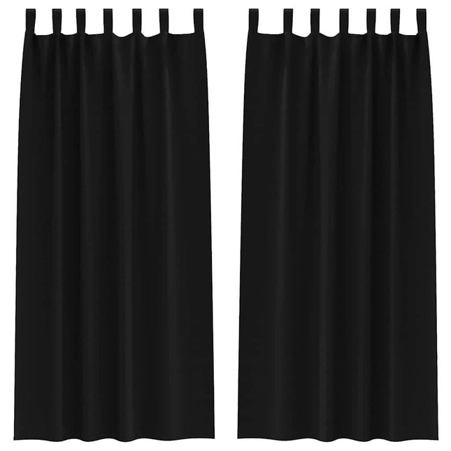 Mørklægningsgardiner med ringe 2 pcs Sort 225 x 140 cm