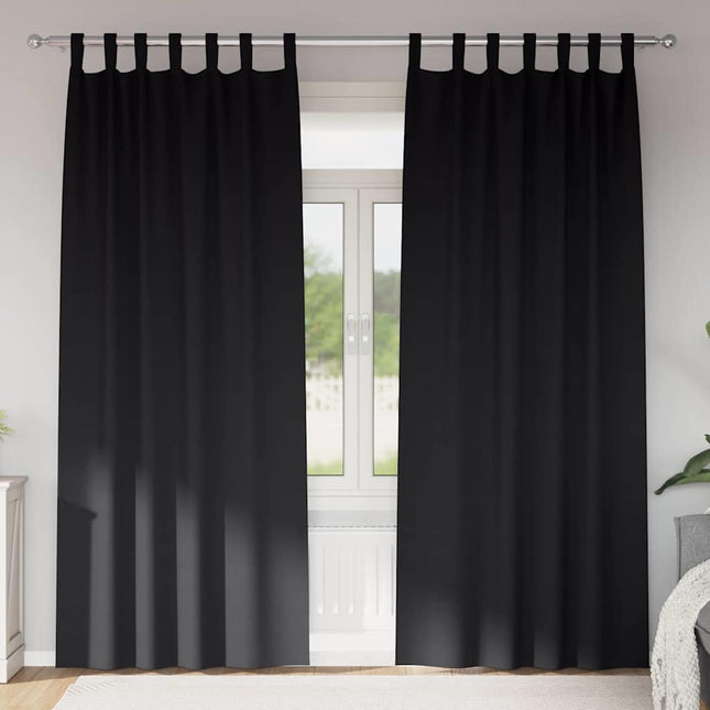 Mørklægningsgardiner med ringe 2 pcs Sort 245 x 140 cm
