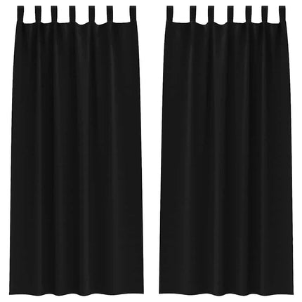 Mørklægningsgardiner med ringe 2 stk. Sort 260 x 140 cm