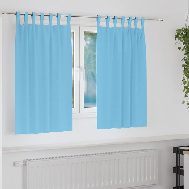 Mørklægningsgardiner med ringe 2 pcs Lys blå 140 x 140 cm