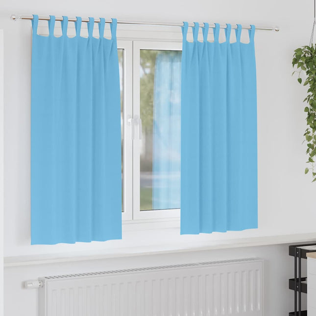 Mørklægningsgardiner med ringe 2 pcs Lys blå 175 x 140 cm