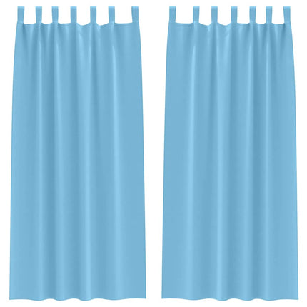 Mørklægningsgardiner med ringe 2 pcs Lys blå 245 x 140 cm
