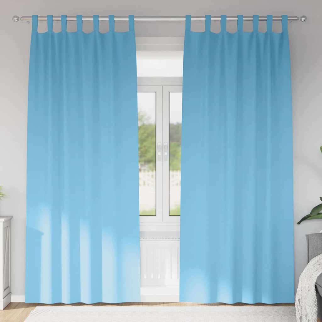 Mørklægningsgardiner med ringe 2 pcs Lys blå 260 x 140 cm