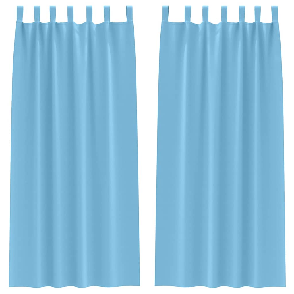 Mørklægningsgardiner med ringe 2 pcs Lys blå 260 x 140 cm