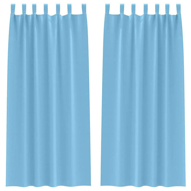 Mørklægningsgardiner med ringe 2 pcs Lys blå 260 x 140 cm