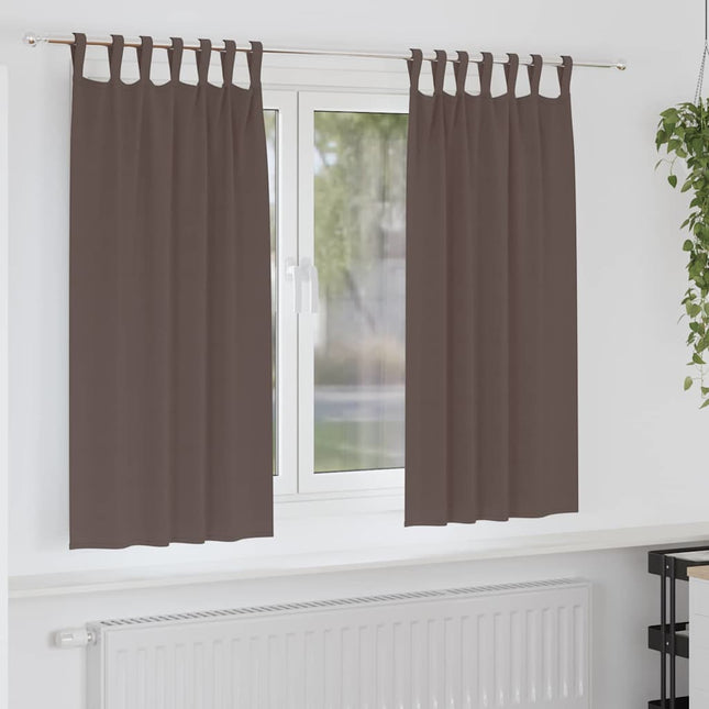 Mørklægningsgardiner med ringe 2 pcs Mørk Brun 175 x 140 cm