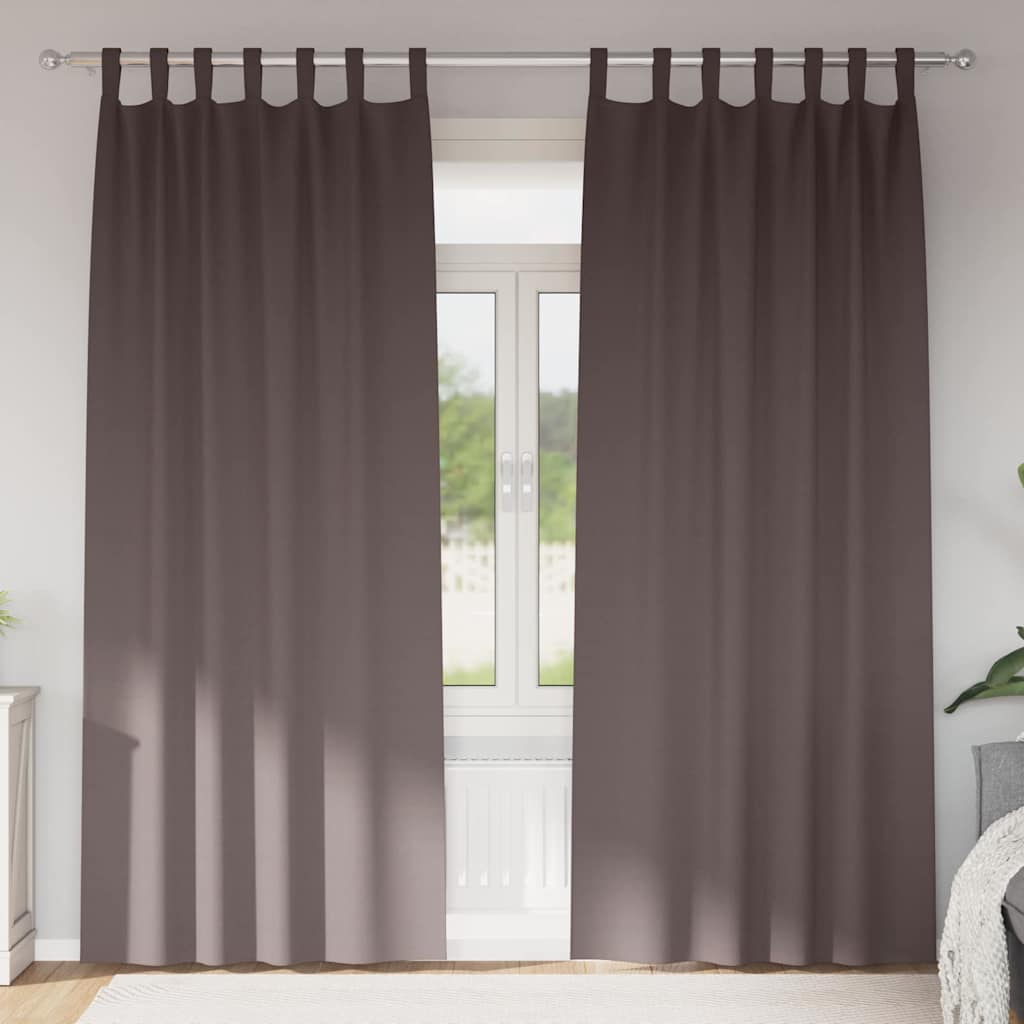 Mørklægningsgardiner med ringe 2 pcs Mørk Brun 245 x 140 cm