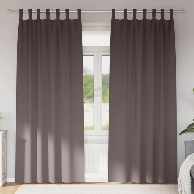 Mørklægningsgardiner med ringe 2 pcs Mørk Brun 260 x 140 cm