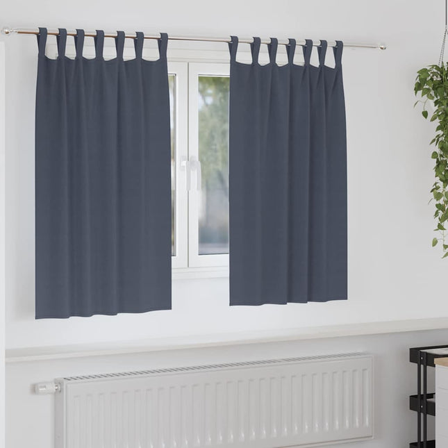 Mørklægningsgardiner med ringe 2 pcs Antracit 140 x 140 cm