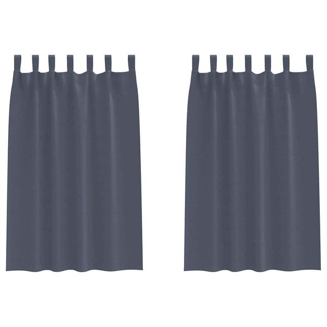 Mørklægningsgardiner med ringe 2 pcs Antracit 175 x 140 cm