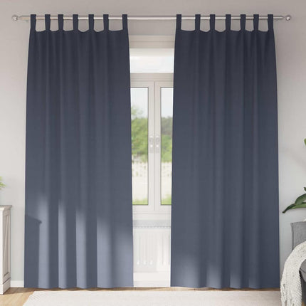 Mørklægningsgardiner med ringe 2 stk. Antracit 225 x 140 cm