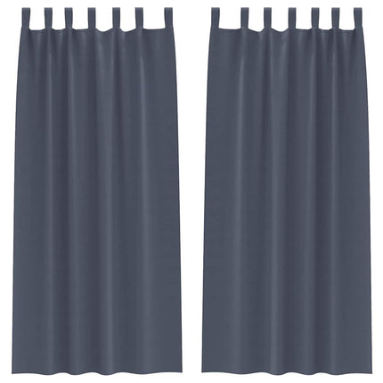 Mørklægningsgardiner med ringe 2 stk. Antracit 225 x 140 cm