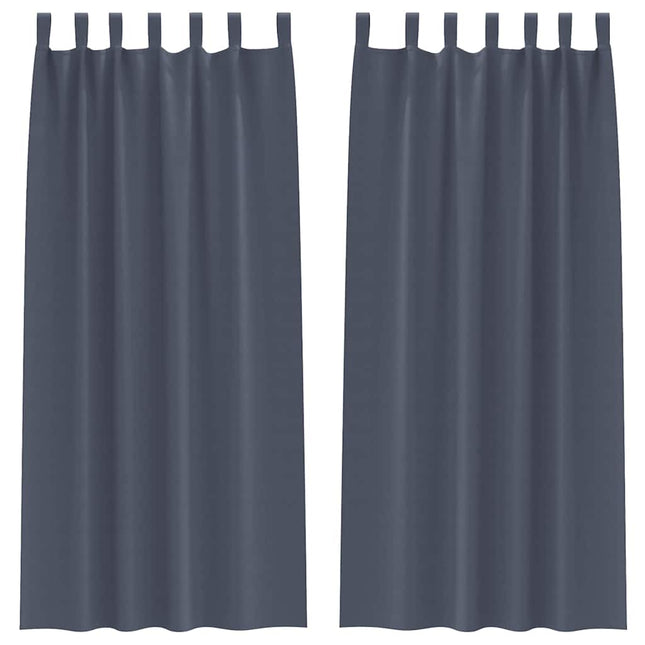 Mørklægningsgardiner med ringe 2 pcs Antracit 260 x 140 cm