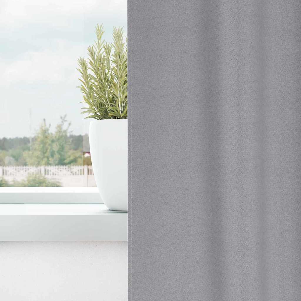 Mørklægningsgardiner med ringe 2 pcs Lysegrå 175 x 140 cm