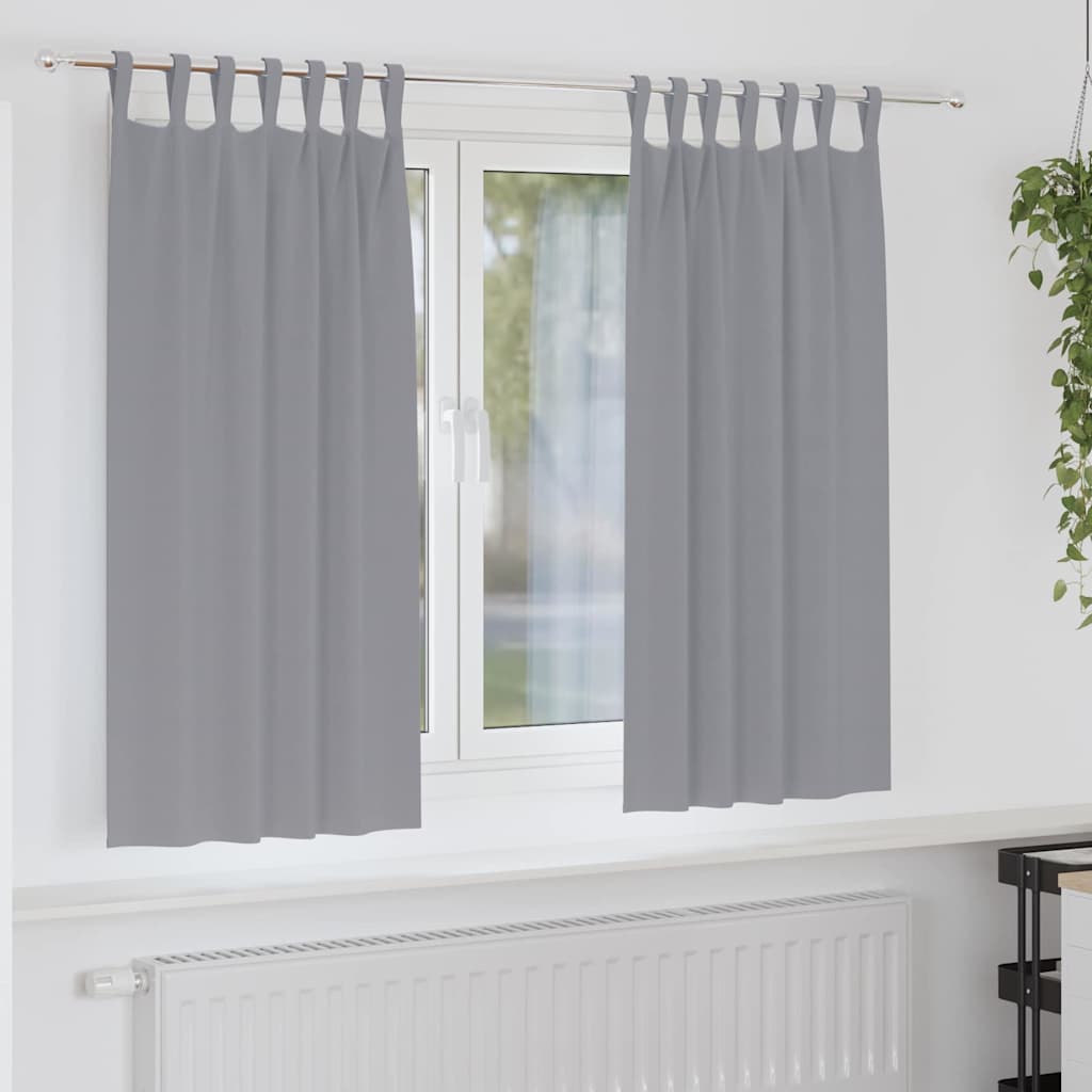 Mørklægningsgardiner med ringe 2 pcs Lysegrå 175 x 140 cm