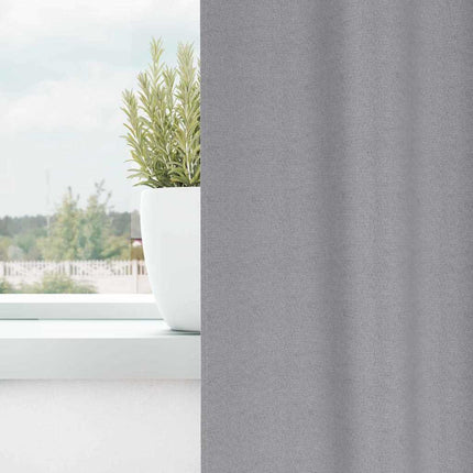 Mørklægningsgardiner med ringe 2 stk. Lysegrå 225 x 140 cm