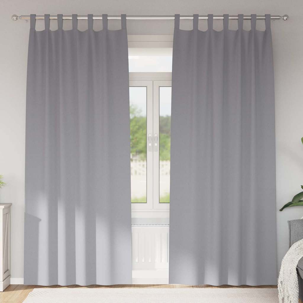 Mørklægningsgardiner med ringe 2 pcs Lysegrå 260 x 140 cm