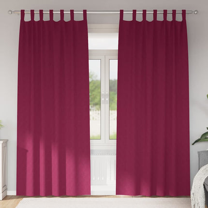 Mørklægningsgardiner med ringe 2 stk. Vinrød 225 x 140 cm