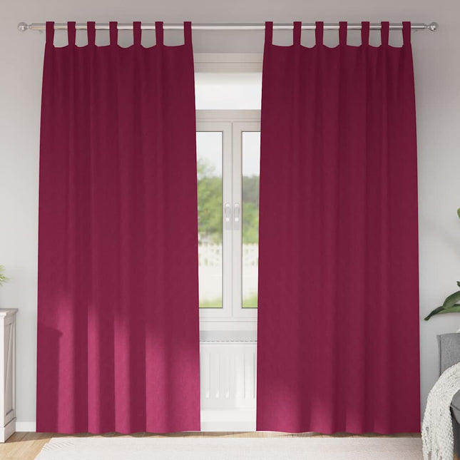 Mørklægningsgardiner med ringe 2 pcs Vinrød 225 x 140 cm