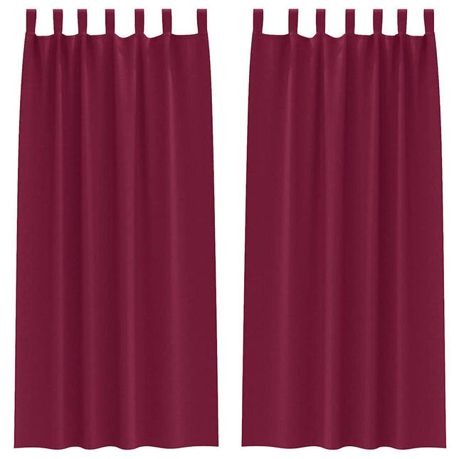 Mørklægningsgardiner med ringe 2 pcs Vinrød 245 x 140 cm