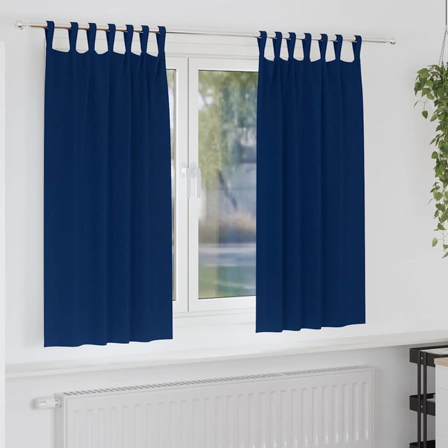 Mørklægningsgardiner med ringe 2 pcs Mørk blå 175 x 140 cm