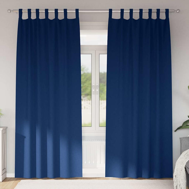 Mørklægningsgardiner med ringe 2 pcs Mørk blå 245 x 140 cm