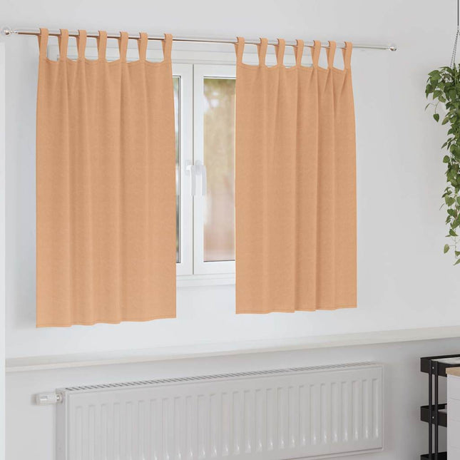 Mørklægningsgardiner med ringe 2 pcs Lys Brun 140 x 140 cm