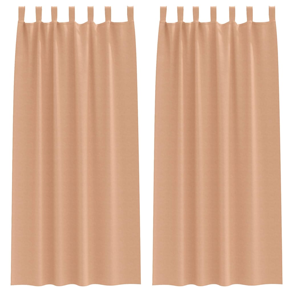 Mørklægningsgardiner med ringe 2 pcs Lys Brun 245 x 140 cm
