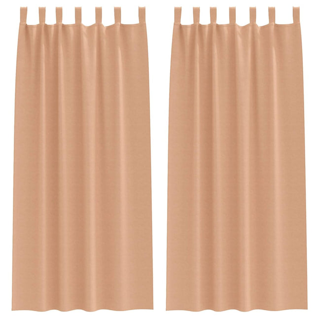 Mørklægningsgardiner med ringe 2 pcs Lys Brun 245 x 140 cm