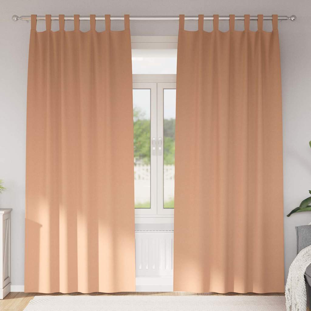 Mørklægningsgardiner med ringe 2 pcs Lys Brun 260 x 140 cm