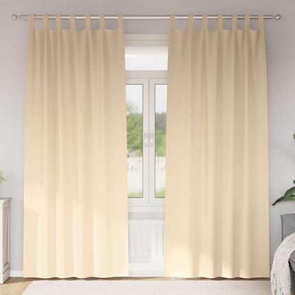Mørklægningsgardiner med ringe 2 stk. Cremefarvet 260 x 140 cm